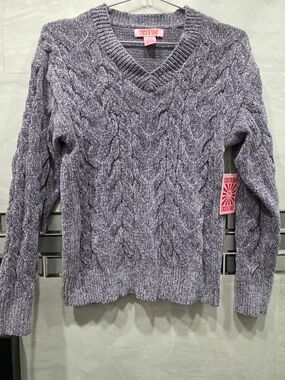 Coco & Sky Lavender Cable V-Neck Sweater